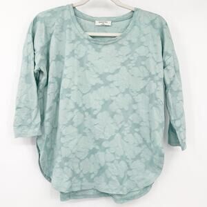 Aritzia Babaton‎ Womens Casual Boho Floral Jacquard Crewneck Blouse Top XS Aqua